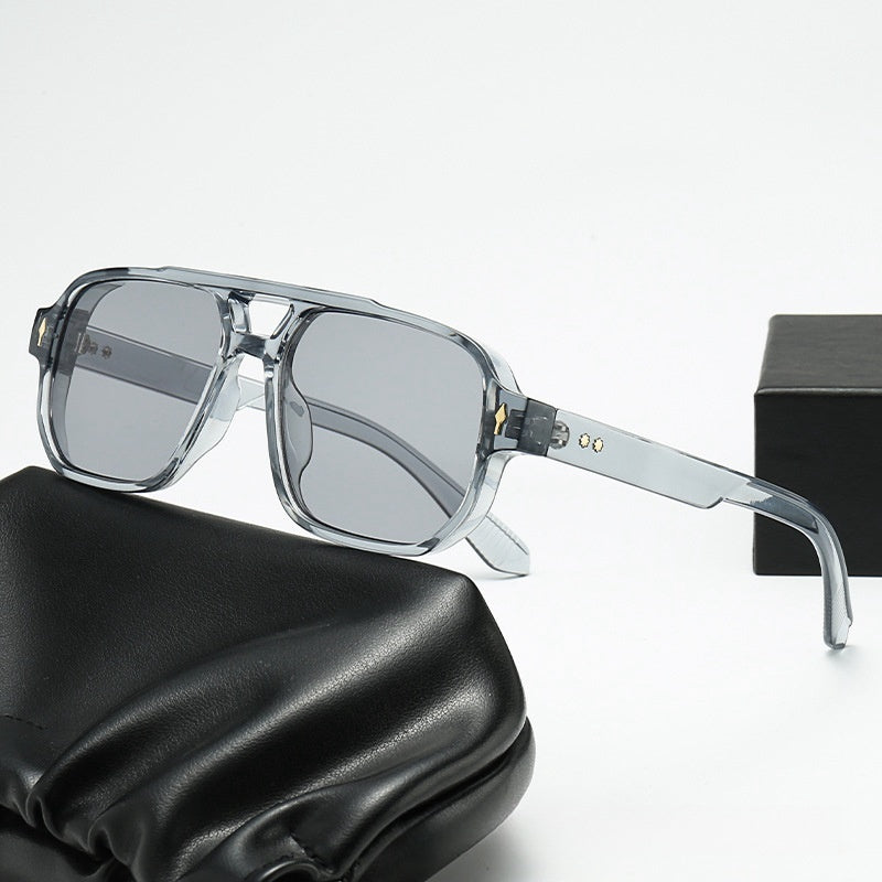 Square Retro Double Beam Sunglasses