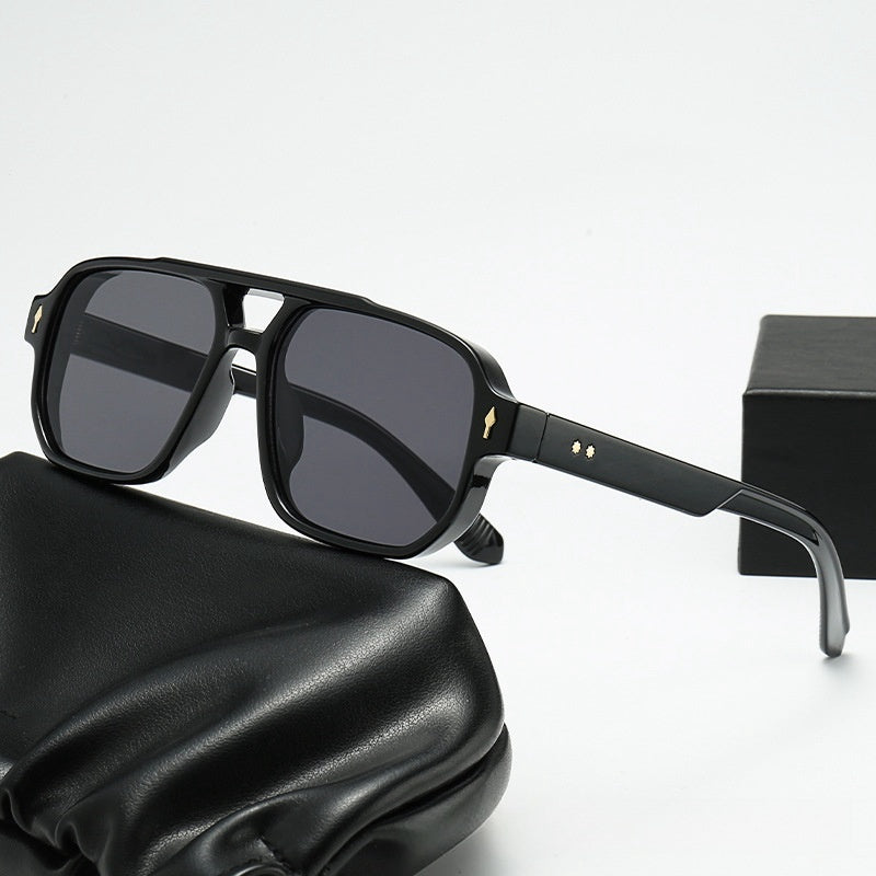 Square Retro Double Beam Sunglasses