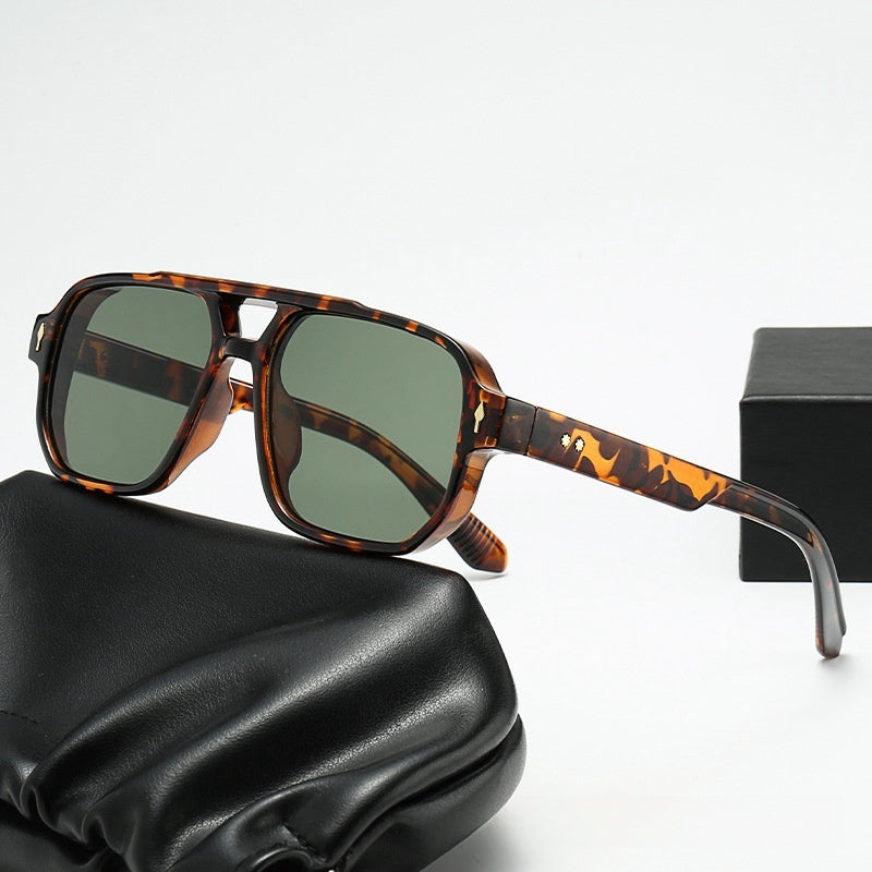 Square Retro Double Beam Sunglasses