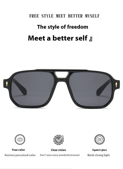 Square Retro Double Beam Sunglasses