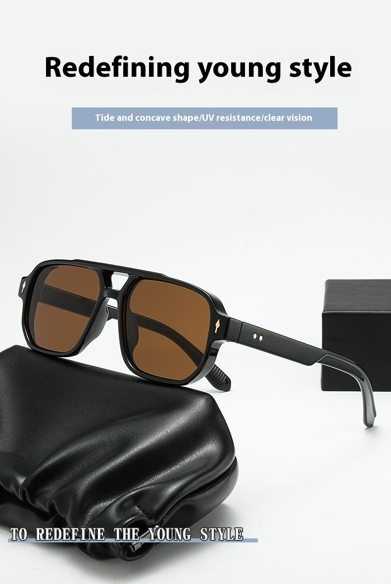 Square Retro Double Beam Sunglasses